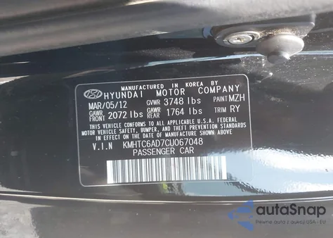 2012 Hyundai Veloster Base W/Red/Black z USA, uszkodzony, nr VIN KMHTC6AD7CU067048